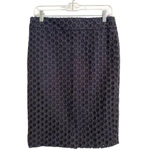 J. Crew Navy Eyelet Pencil Skirt Size 6